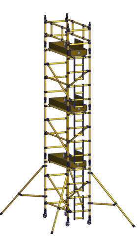 Torre de andamio de fibra 0,85 m / altura de trabajo 8 m.